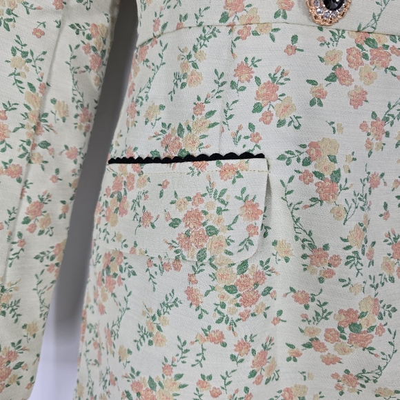 Sister Jane Button Front Mini Dress Vintage Floral Brocade Print Size S - Picture 2 of 12